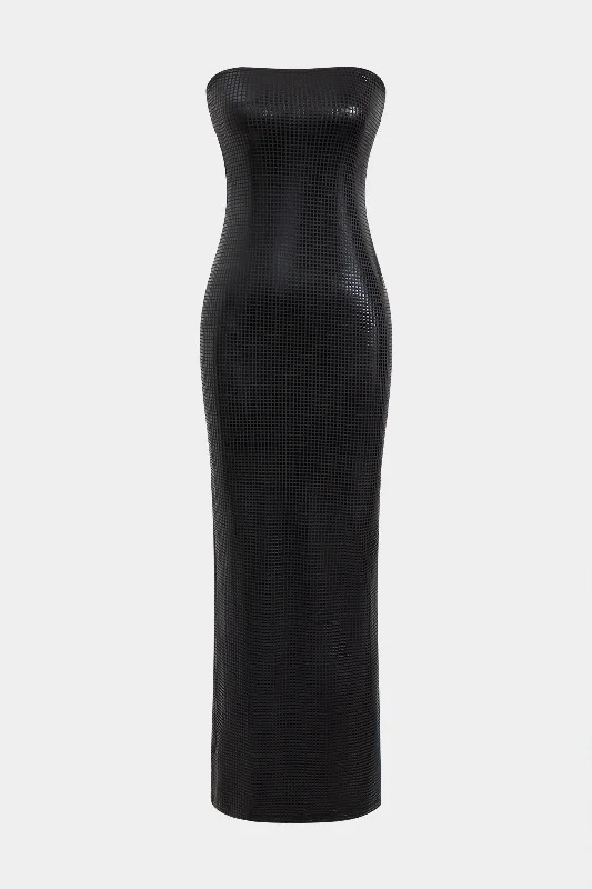 Women's Cut-Out DressesBackless Strapless Slit Maxi Dress