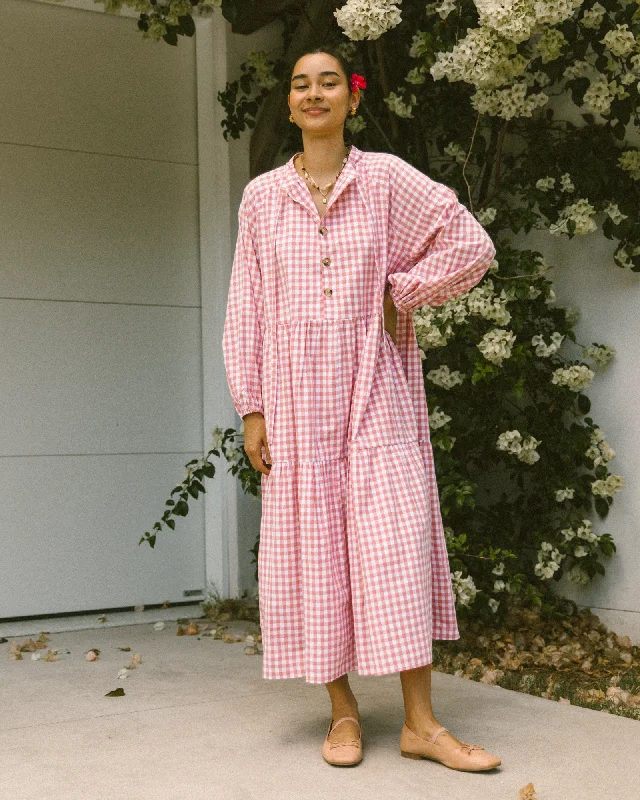 Women's Fit and Flare DressesMaxi Avalon Smock Dress | Pink Gingham