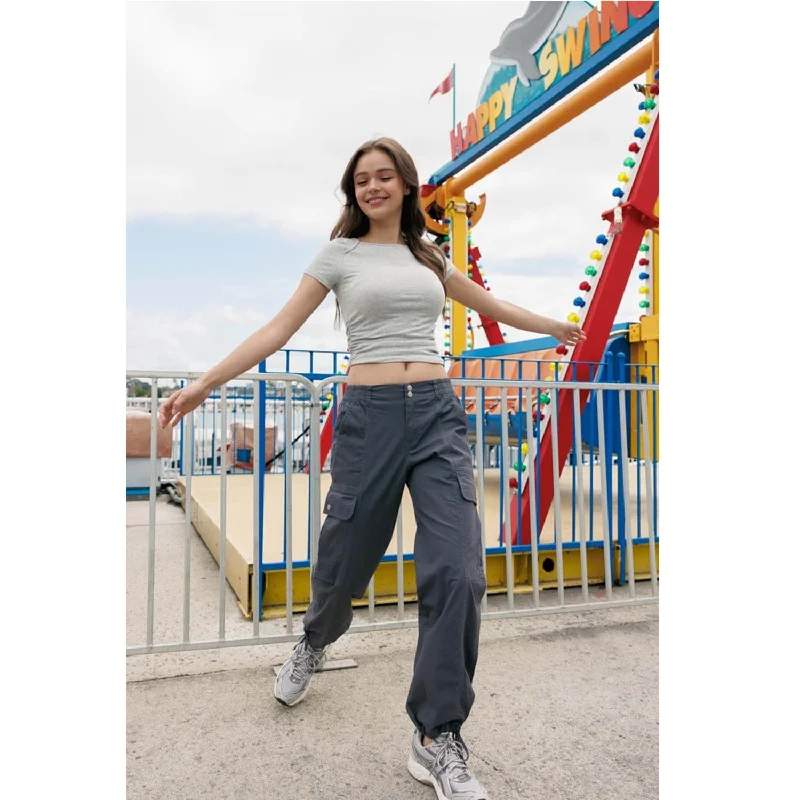 Women's Jodhpurs with High CollarBubble Cargo Pants - Charcoal