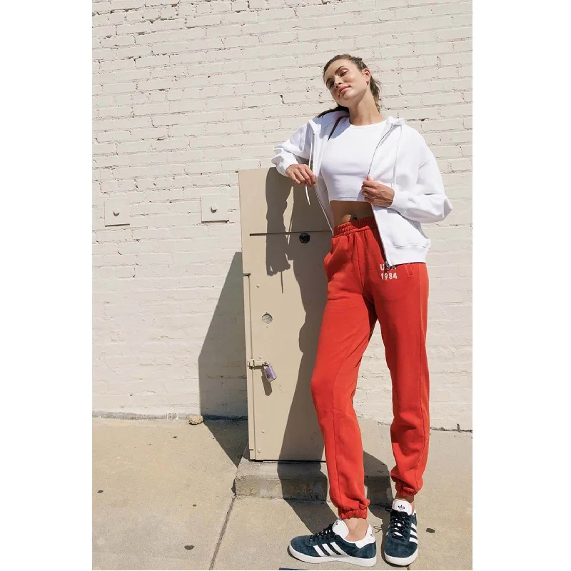 Women's Jodhpurs with Skinny LegUSA Print Jogger Sweatpants - Red