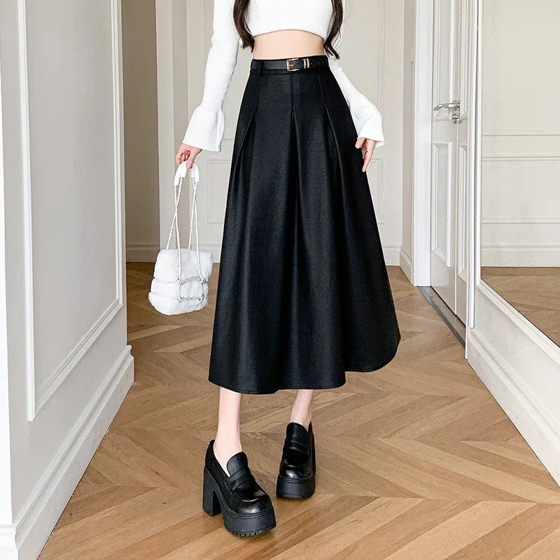 Women's Jodhpurs with ZipperFashionSierra - 2024 New Autumn Winter Leather Long Womens Vintage High Waist A-line Pleated Ladies Fashion PU Umbrella Skirt