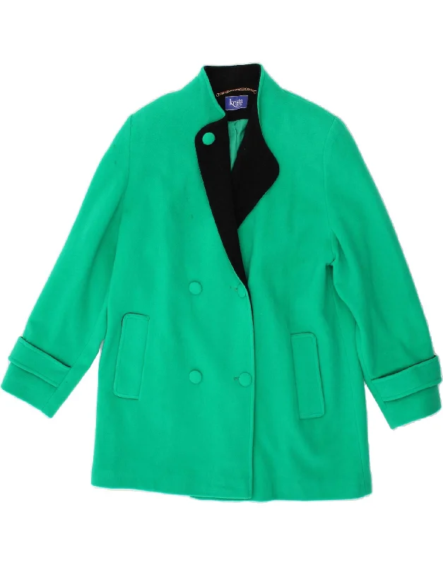 Women's Down CoatsKESTA LONDON Womens Double Breasted Coat UK 14 Large Green Wool