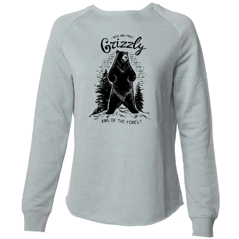 Women's Hooded Sweatshirts with Magnetic ClosureWild And Free Grizzly Super Soft Crewneck Sweater