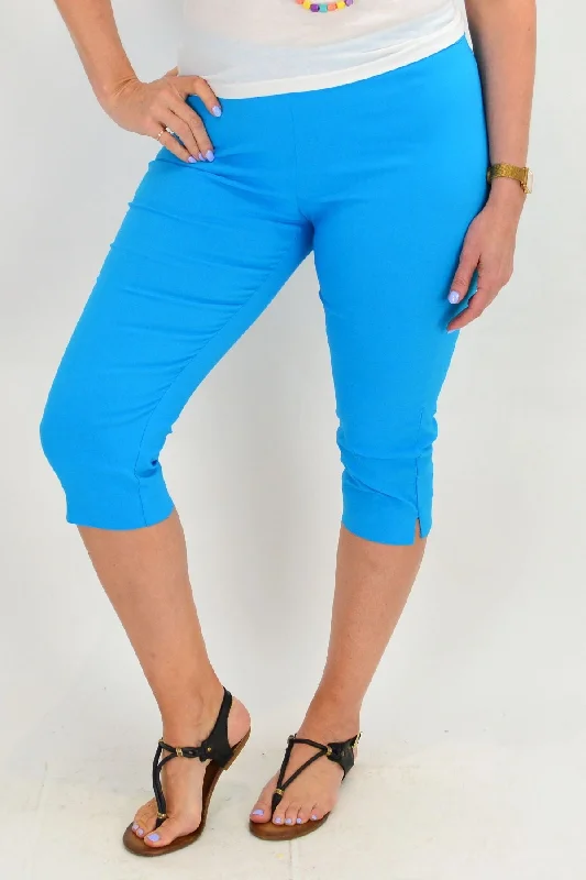 Women's Jodhpurs with Narrow CollarLight Blue 3/4 Pull on Pants