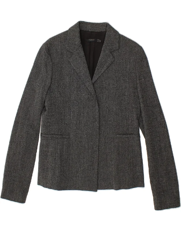 Women's PeacoatsPINKO Womens 1 Button Blazer Jacket UK 12 Medium Grey Viscose