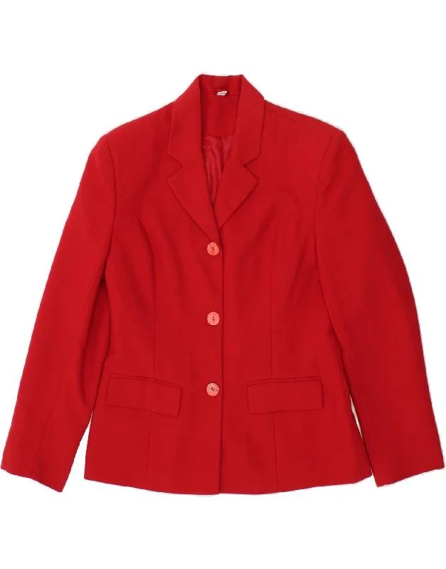 Women's Coats with SleevesCLASSICS Womens 3 Button Blazer Jacket UK 12 Medium Red