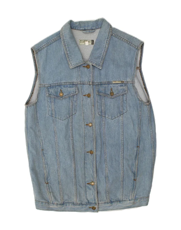 Women's Coats with Fur Trimmed SleevesVINTAGE Womens Denim Gilet UK 20 2XL Blue Cotton