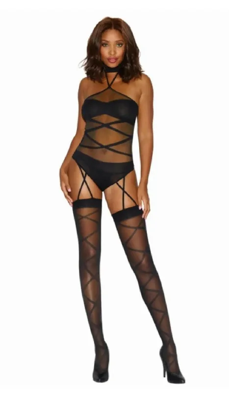 seamless high-leg bikini pantiesCriss-Cross Bodystocking