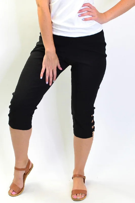 Women's JodhpursBlack 3/4 Cut Out Pull on Pants