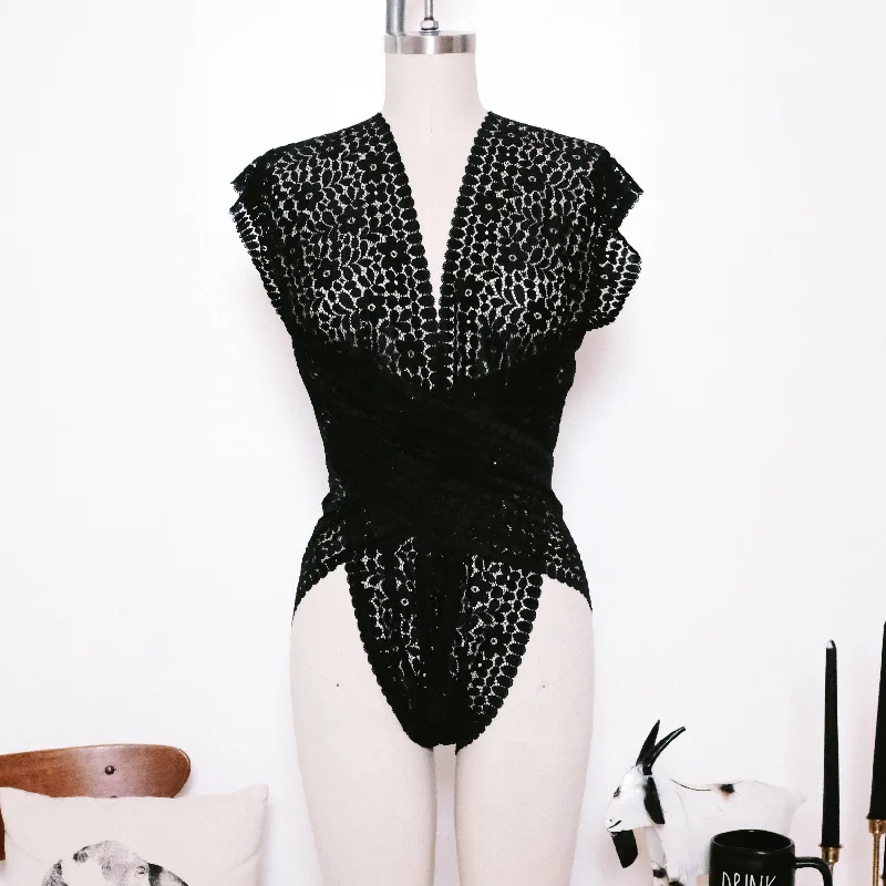 sheer lace lingerie with matching gownsBlack Lace Bodysuit