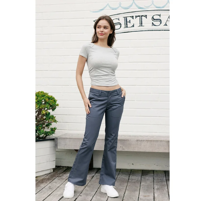 Women's JoggersLow Rise Flared Leg Work Pants - Grey