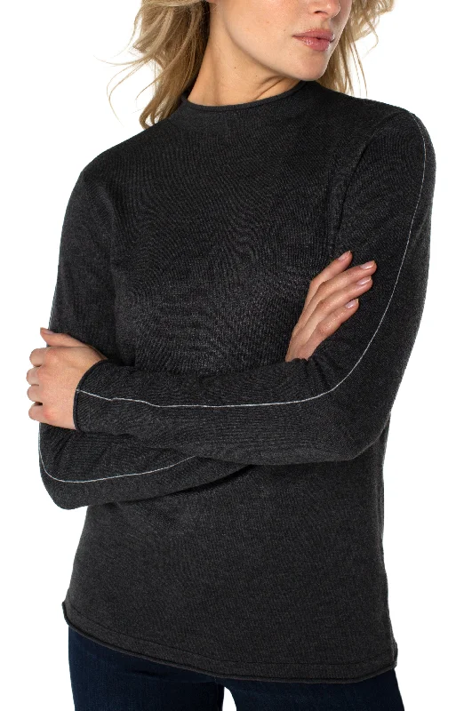 Women's Yoga PantsMOCK NECK ROLLED HEM LONG SLEEVE SWEATER