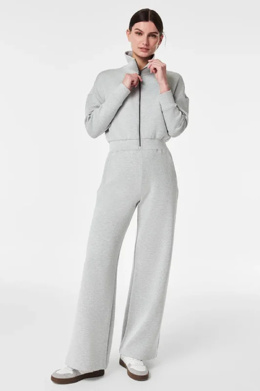 Women's Jumpsuits with V-Shaped HemAiressentials Long Sleeve Wide Leg Jumpsuit