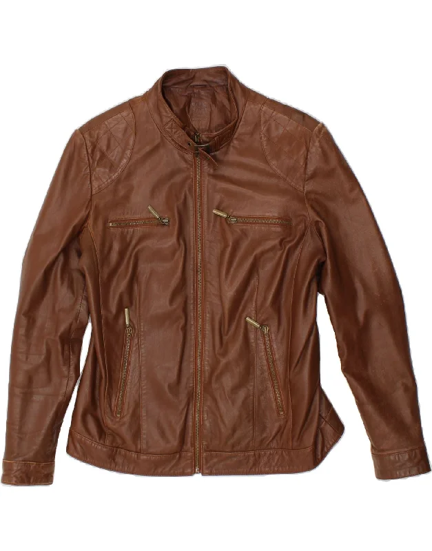 Women's Bomber CoatsVINTAGE Womens Leather Jacket UK 16 Large  Brown