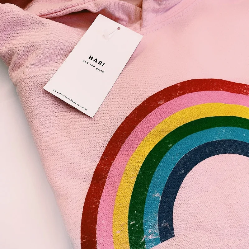 Women's Hooded Sweatshirts with Tapered WaistKID: Rainbow Hoodie in Pink