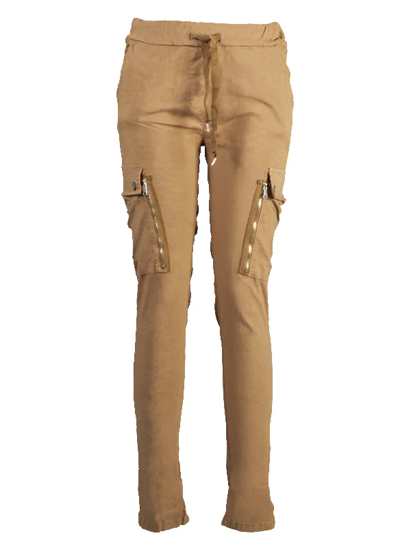 Women's Jodhpurs with Long LengthCARMEN cargo trousers - Camel