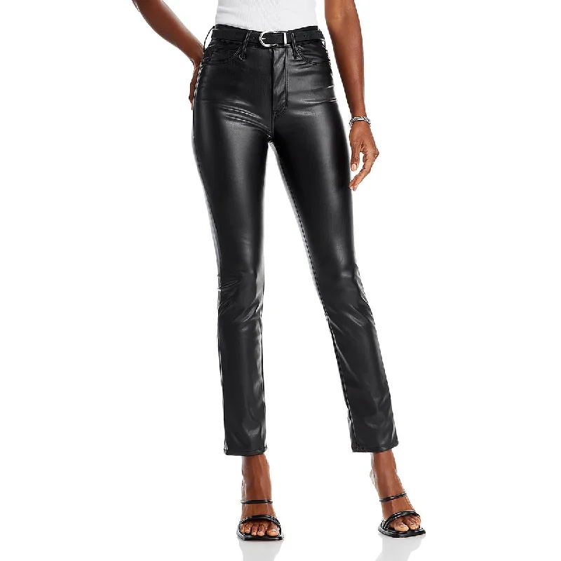 Women's ChinosWomens Faux Leather High Rise Straight Leg Pants