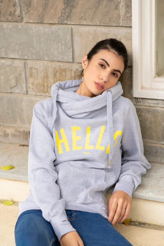 Women's Hooded Sweatshirts with ThumbholesYellow Hello Hoodie