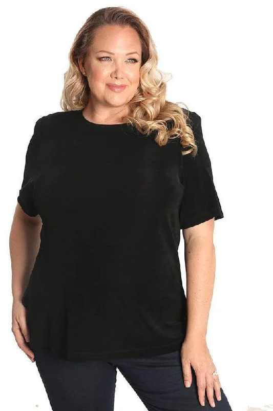 Women's Dress PantsVikki Vi Classic Black Short Sleeve Tunic