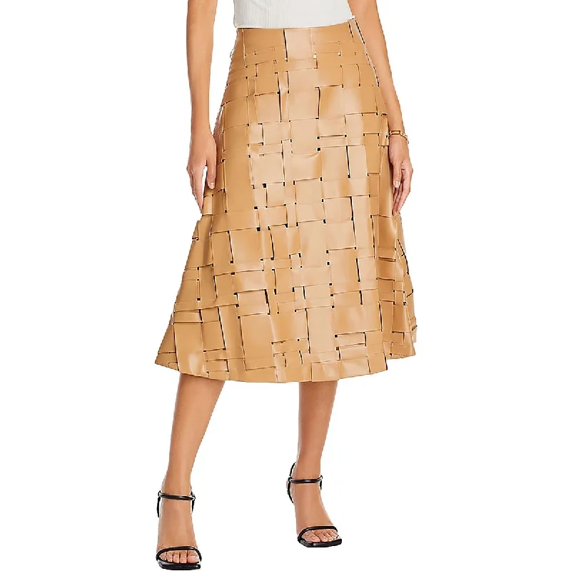 Women's Jodhpurs with Narrow CollarWomens Vegan Leather Midi Midi Skirt