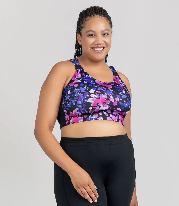 AquaSport Hanalei Bra Top Floral Elegance Print Black