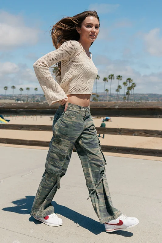 Women's Jodhpurs with ZipperFlare Cargo Pants - Camouflage