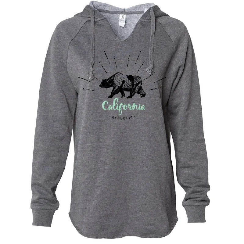 Women's Hooded Sweatshirts with High WaistCalifornia Republic Stencil Women's Soft Hooded Pullover