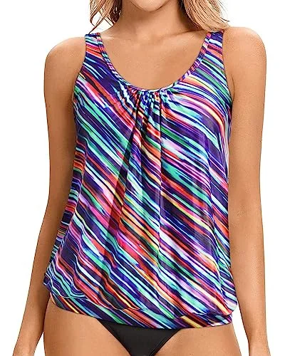 Blouson Tankini Tops Loose Fit Tank Tops