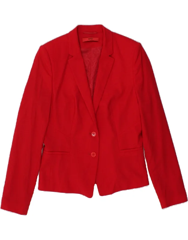 Women's Winter CoatsHUGO BOSS Womens 2 Button Blazer Jacket UK 12 Medium Red Virgin Wool