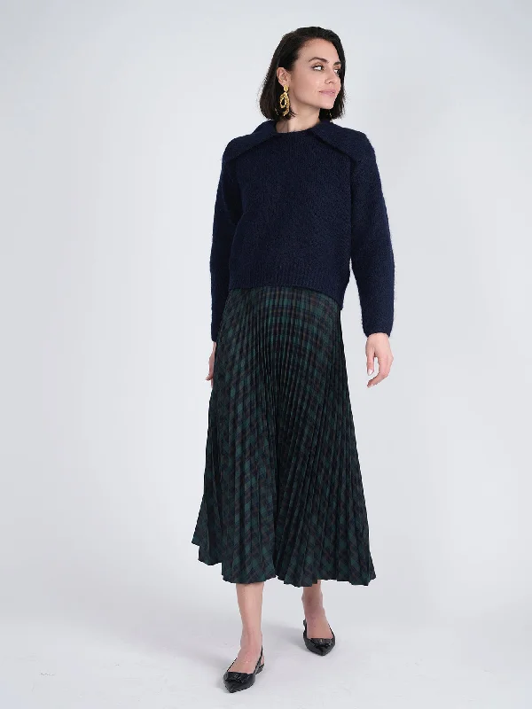 Women's Jodhpurs with Shawl CollarViva K Accordion Pleated Plaid Midi Skirt