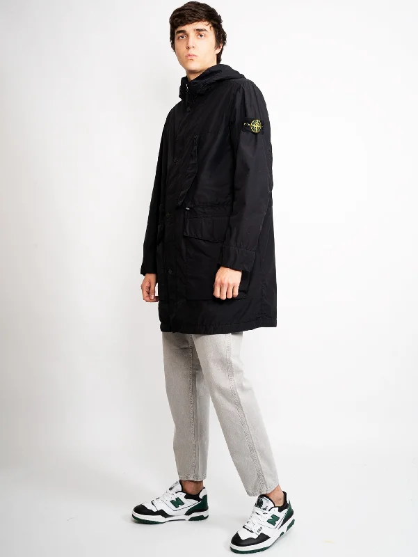 Women's Wool CoatsParka con Cappuccio in Tessuto Naslan Nero