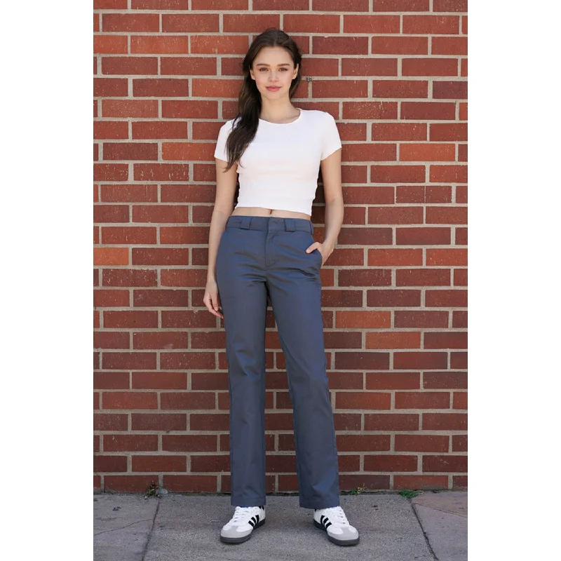 Women's Jodhpurs with V-Shaped CollarHigh Rise Straight Leg Work Pants - Grey