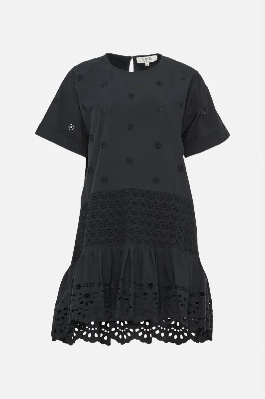 Women's Off-Shoulder DressesElysse Embroidered Tunic Dress in Black