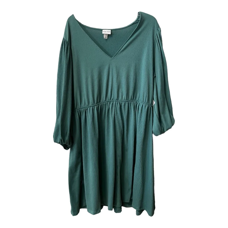 Women's Collarless DressesGreen Dress Casual Short Ava & Viv, Size 2x