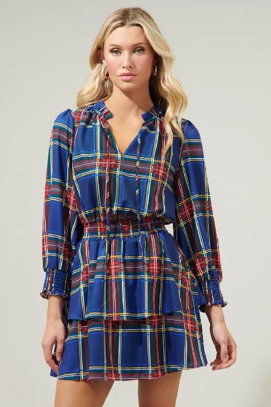 Women's Sweetheart-Back DressesLakeview Plaid Clifton Double Ruffle Dress