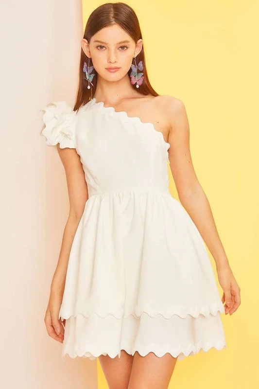 Women's Shawl Collar DressesPerfection Off White One Shoulder Dress