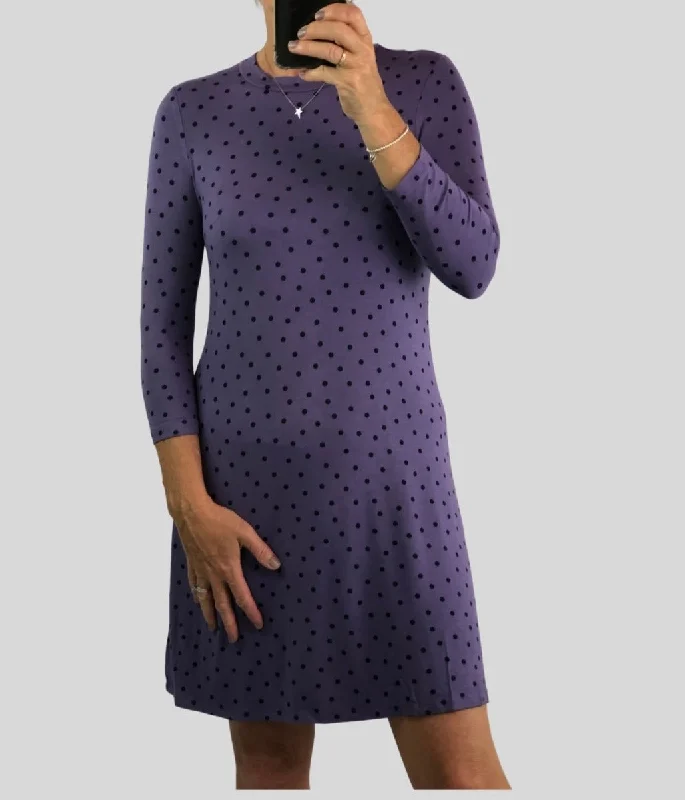 Women's Shawl Collar DressesPurple Spot Jersey Dress 6