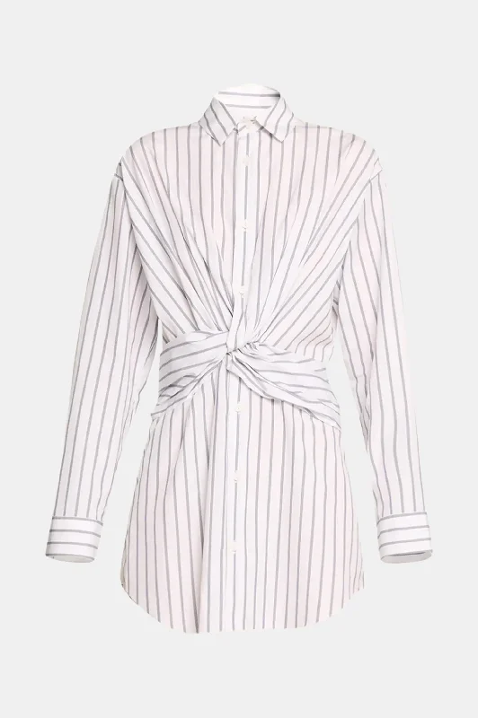 Women's Strapless DressesTempest Twist Shirt Dress in Pinstripe Ink