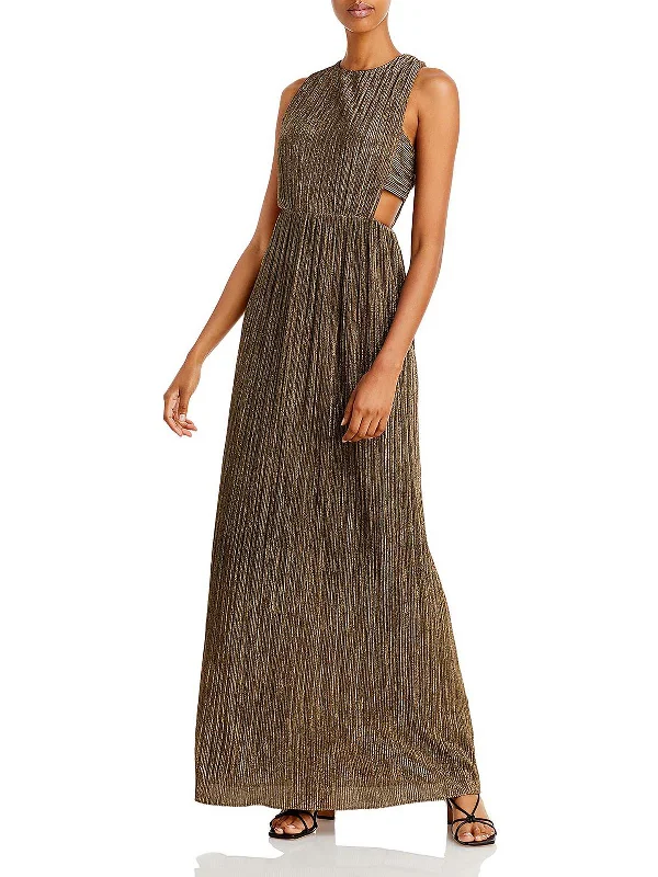 Women's Square-Neck DressesWomens Metallic Cut Out Evening Dress