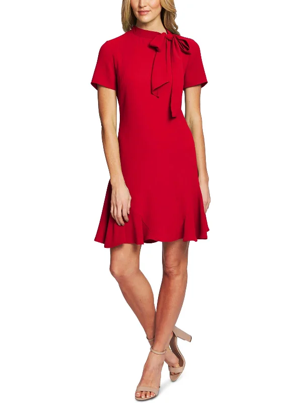 Women's Sweetheart Collar DressesWomens Ruffled Bow Cocktail Dress