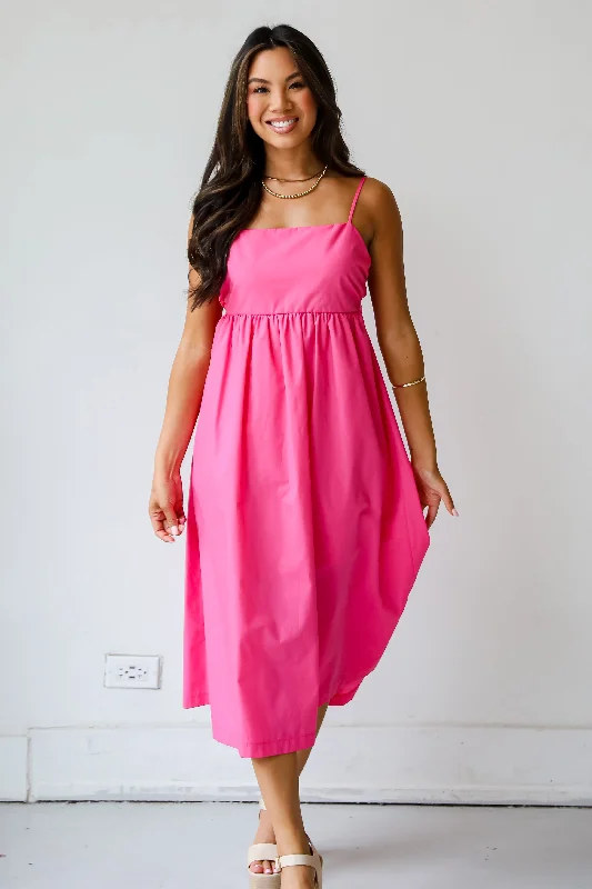 Women's Sweetheart-Neck DressesFINAL SALE - Sent To Charm Fuchsia Midi Dress