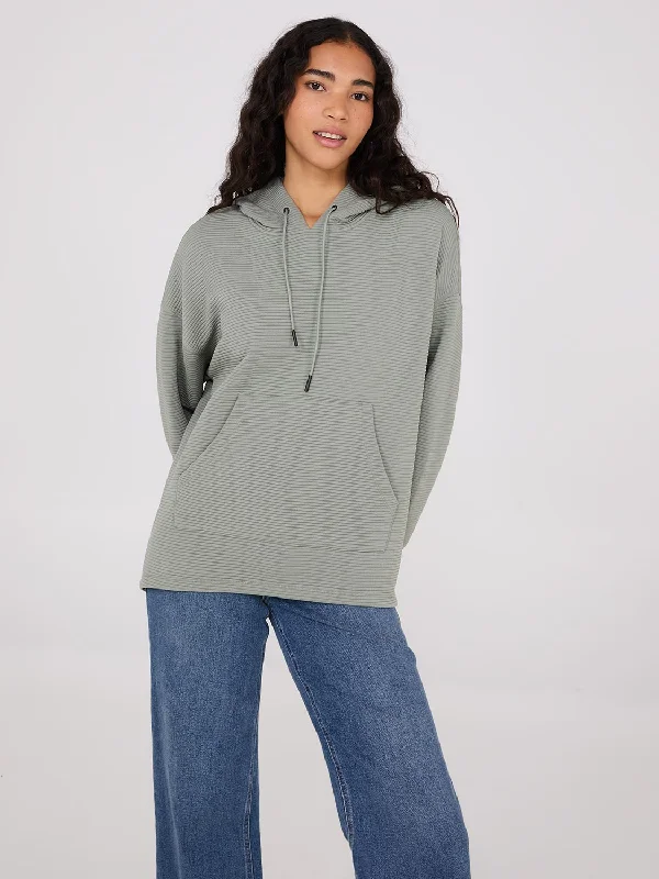 Women's Blouse with Collarless DesignOttoman Ribbed Hoodie