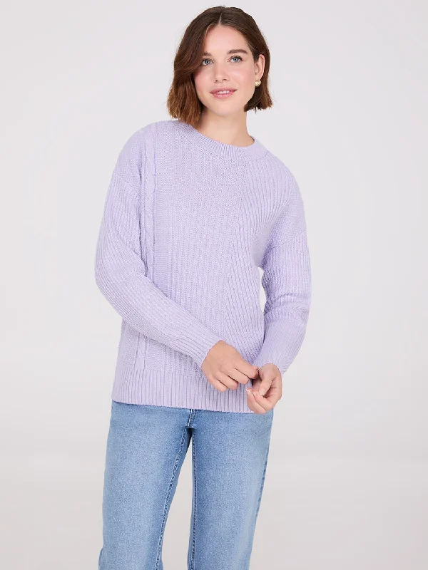 Women's High-Neck BlouseMulti Stitch Crew Neck Sweater