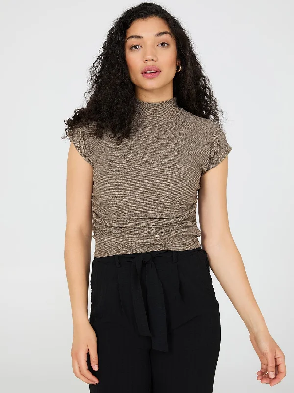 Women's Blouse with Square CollarTextured Mock Neck Top