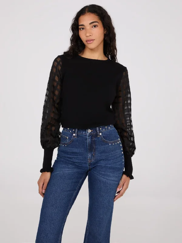 Women's Blouse with Short SleevesChiffon Balloon Sleeve Top