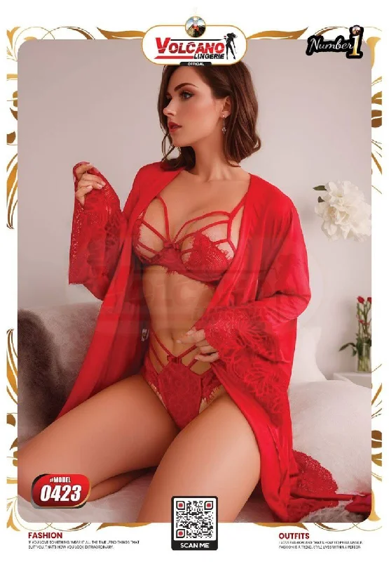 lace-trimmed sleep shortsWomen's Set Babydoll-Robe